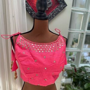 Blouse with mirror work